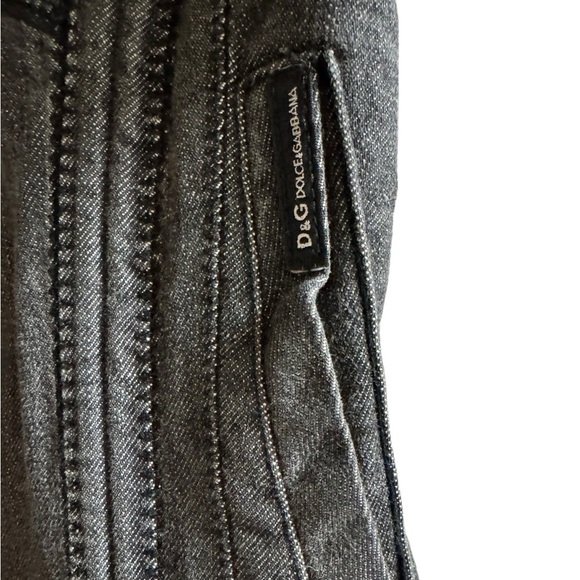 D&G DOLCE‎ & GABBANA Womens L Vintage Gray/Black Denim Zip Up Belted Jean Jacket - Picture 5 of 16